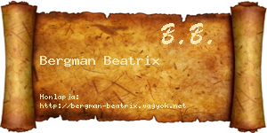 Bergman Beatrix névjegykártya